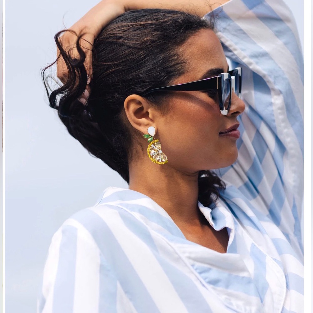 Loren Hope Yellow Crystal Fan Drop Earrings - Picture 4 of 6